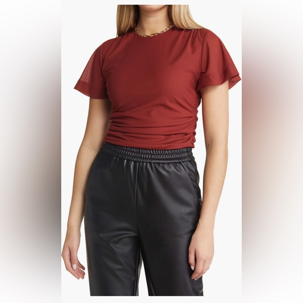 Halogen Crewneck Mesh top